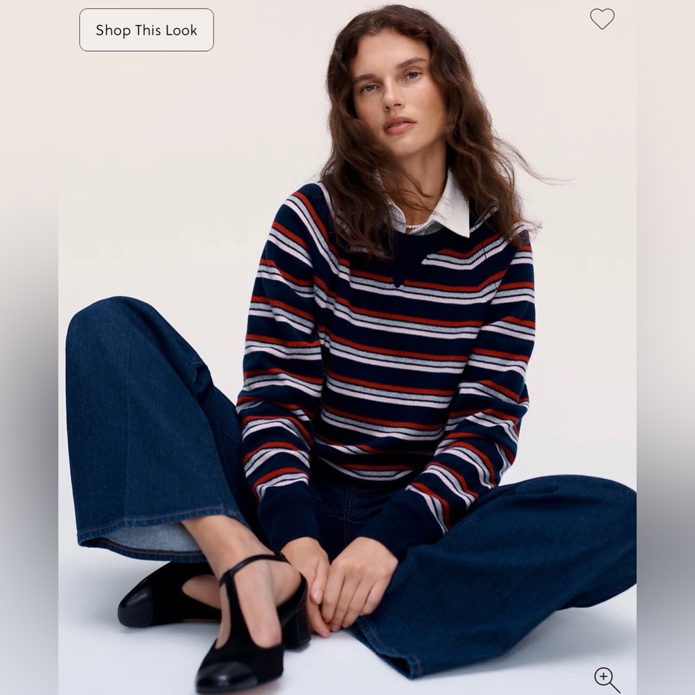J Crew Collection Small Cashmere crewneck sweatshirt‎ in stripe $298 CQ396